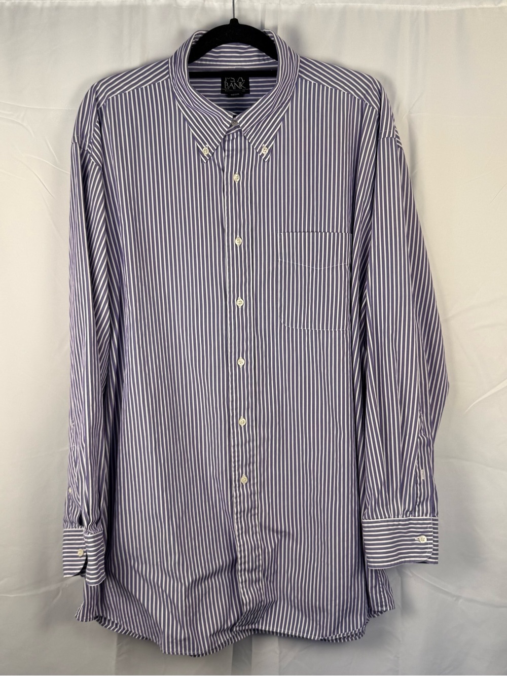 Jos. A. Bank Purple & White Striped Button-Down Dress Shirt Men’s 17.5-34